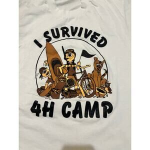 I Survived 4-H Camp” White Medium T-Shirt Fruit of the Loom